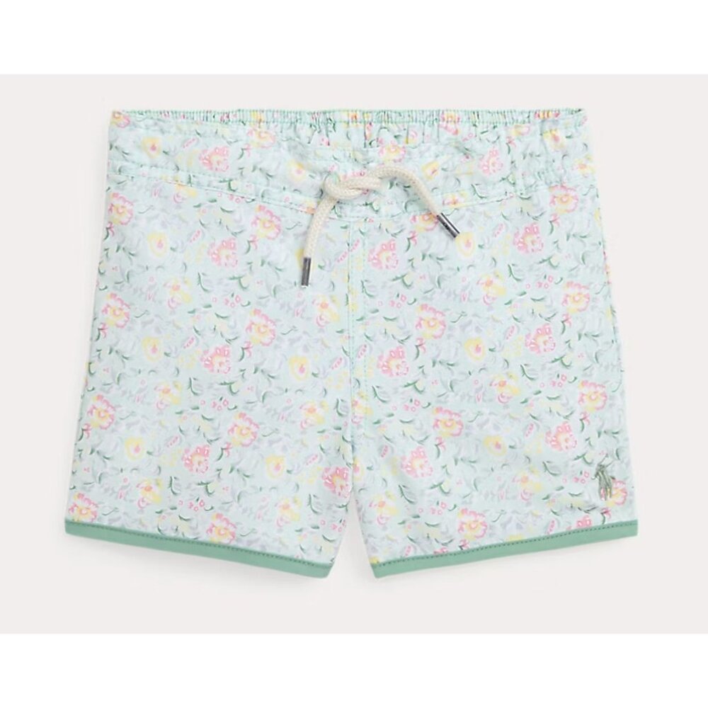 Ralph Lauren Boys Floral Swim Trunks XL (18-20) NWT Blue Pony Mesh Lined Recycle